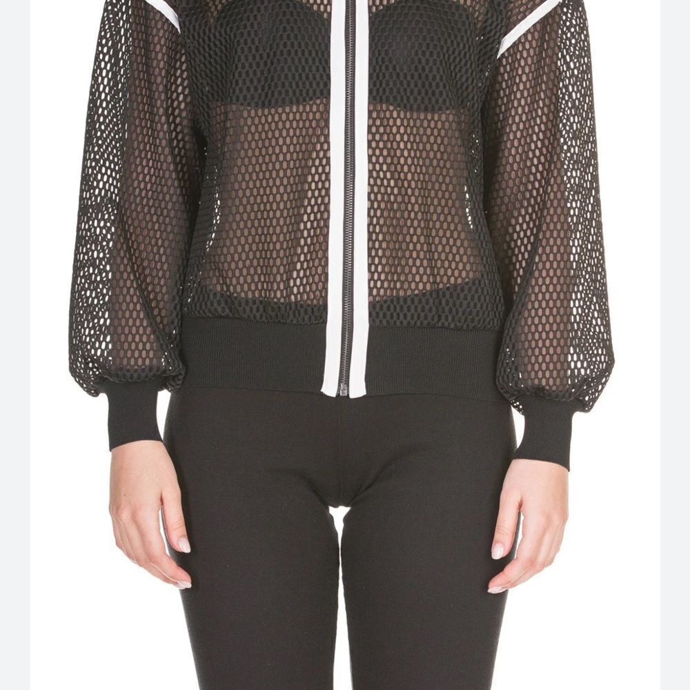 ICON Black Bomber Jacket with Ribbed Details - Picture 3 of 6